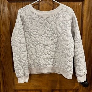 Prana Carin Cream Colored Floral Quilted Sweatshirt